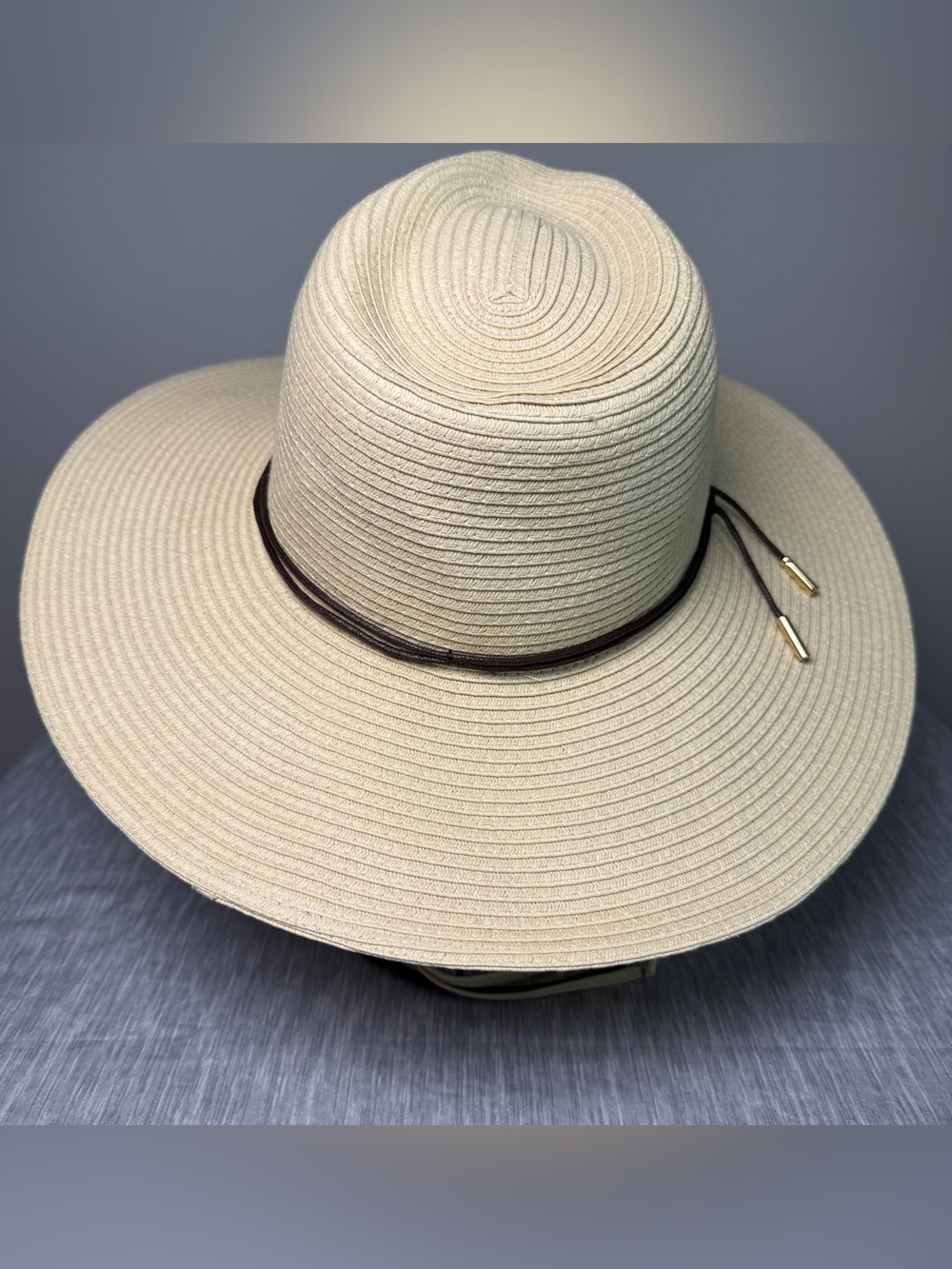Wallaroo Montecito Wide Brim Sun Hat Ivory Leather Cord Band Resortwear OSFM - Picture 2 of 10